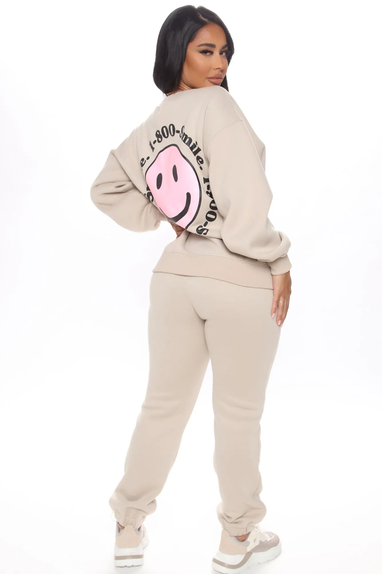 1 800 Smile Happy Face Sweatshirt - Khaki