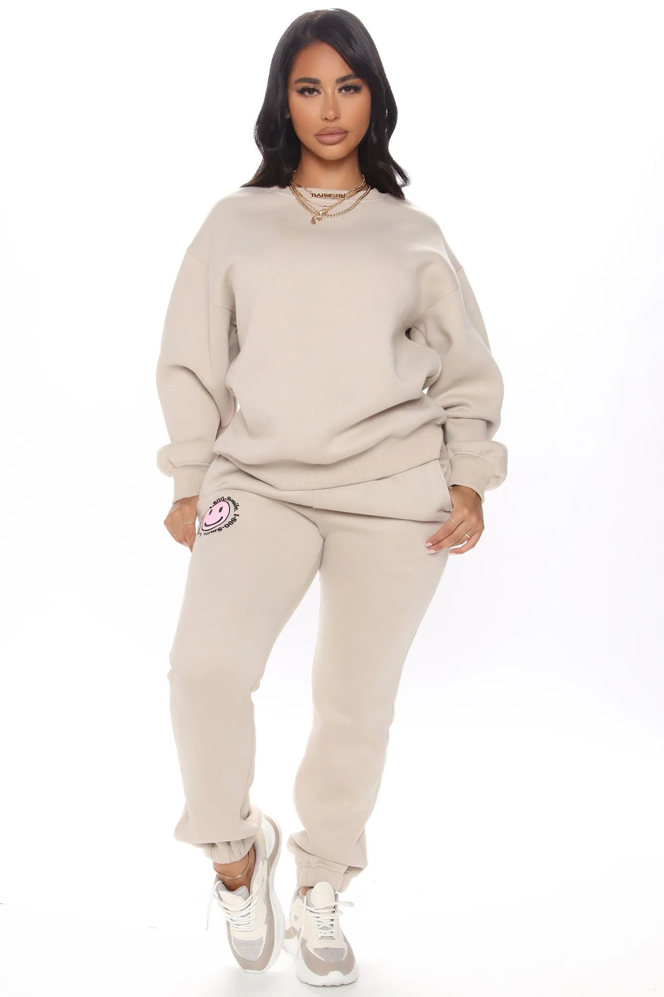 1 800 Smile Happy Face Sweatshirt - Khaki