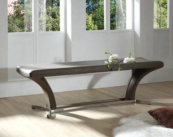 18' Grey Leatherette and Steel Dining Bench By Homeroots