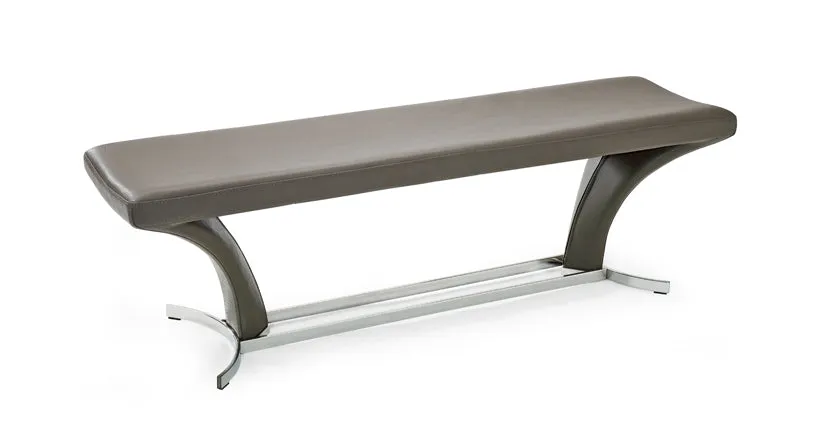 18' Grey Leatherette and Steel Dining Bench By Homeroots