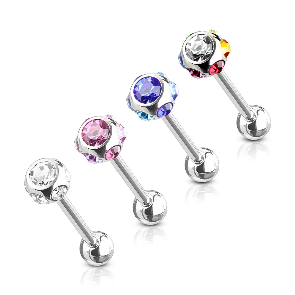 4 Pcs Value Pack of Assorted Color 316L Surgical Steel WildKlass Barbells with Multi CZs