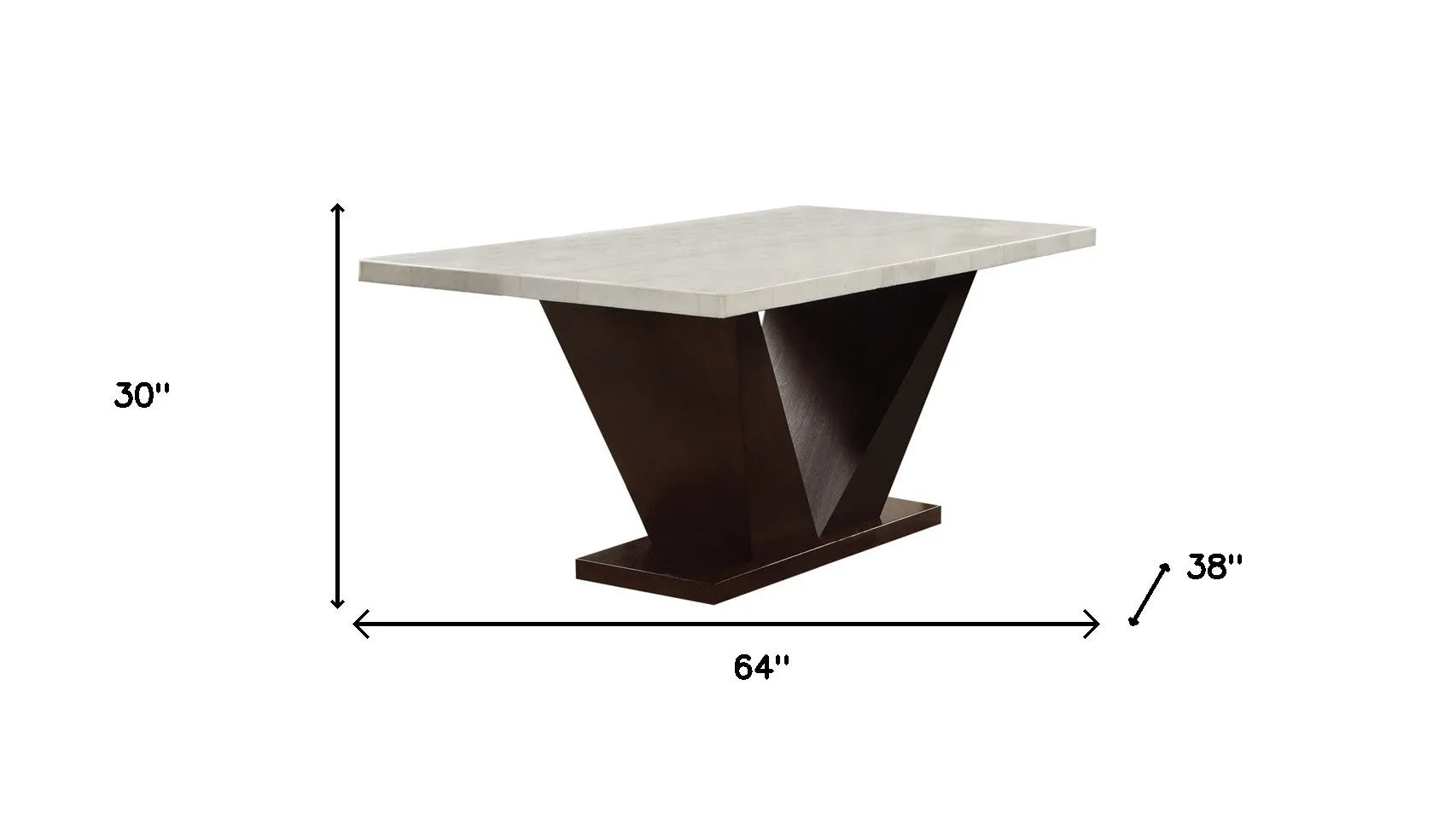 65 Contemporary White Marble And Walnut Dining Table