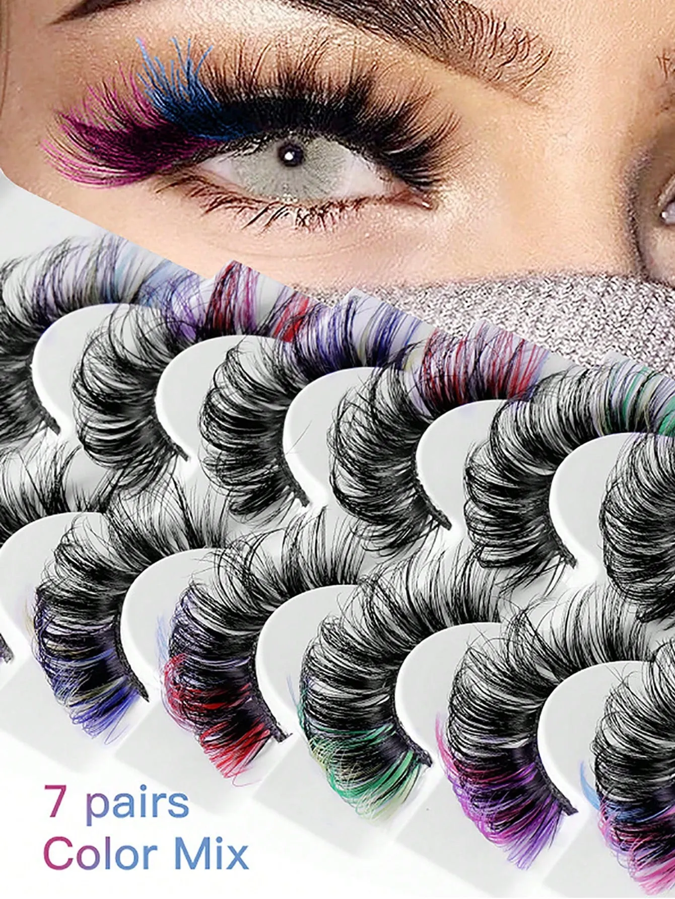 7 Pairs Colorful Tip Flare Eyelash Set