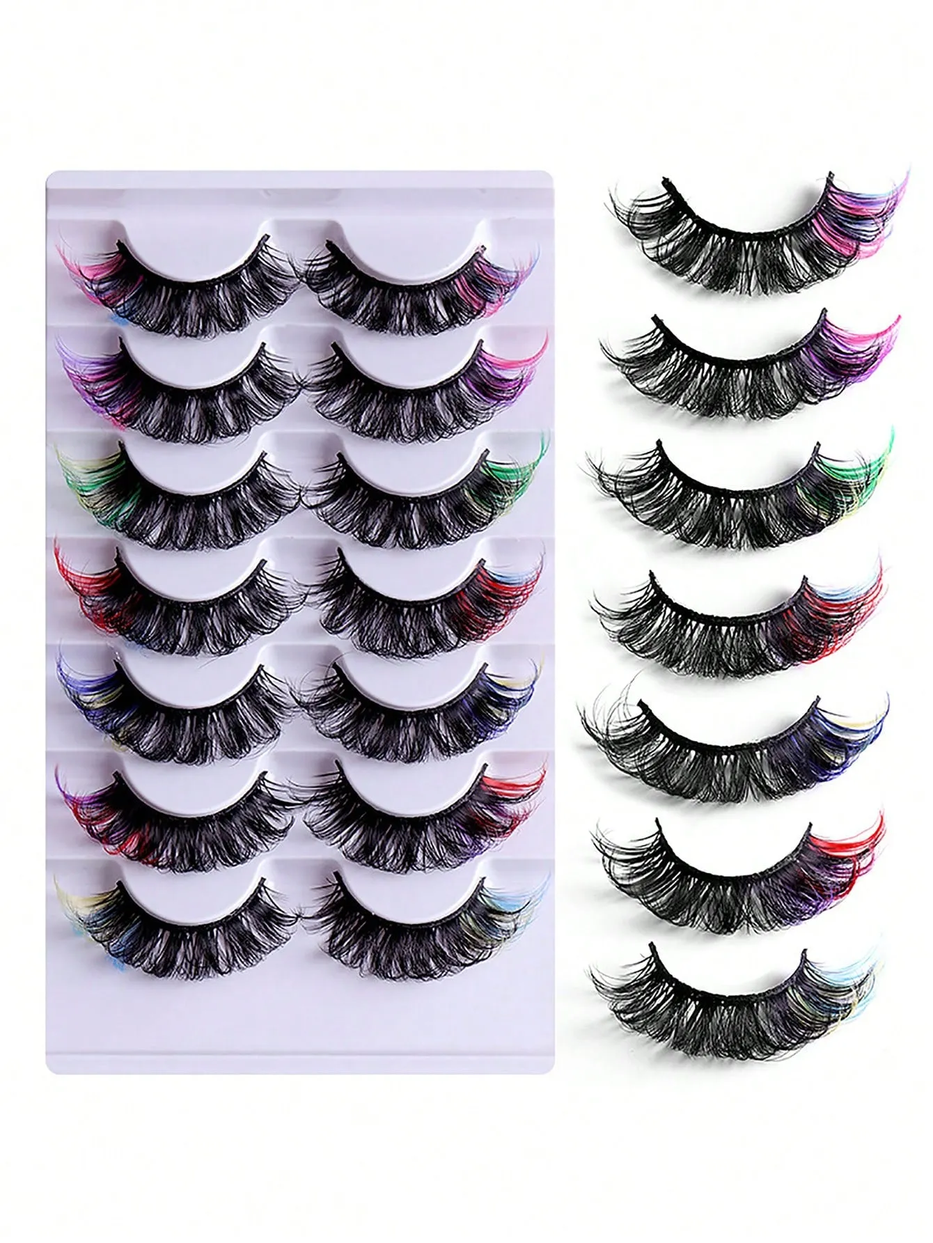 7 Pairs Colorful Tip Flare Eyelash Set