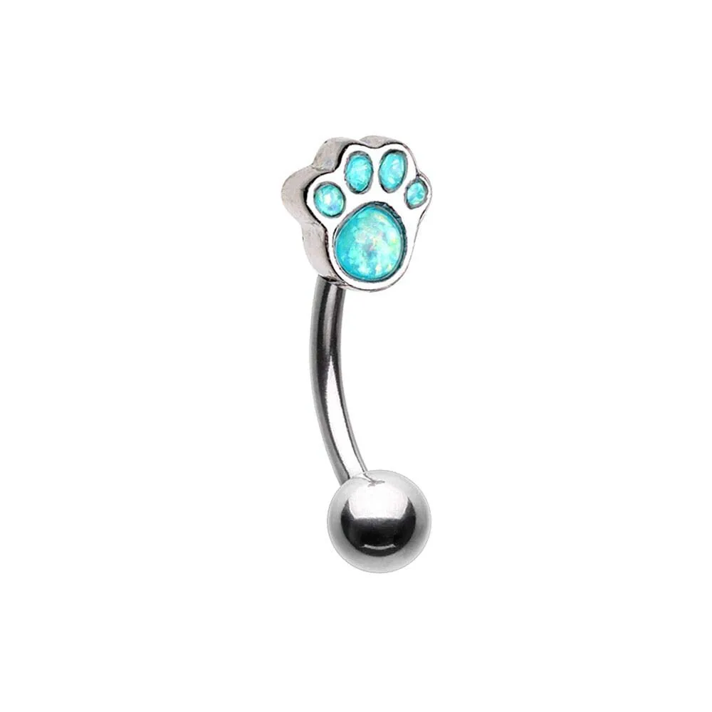 Animal Lover Opal Paw WildKlass Curved Barbell Eyebrow Ring