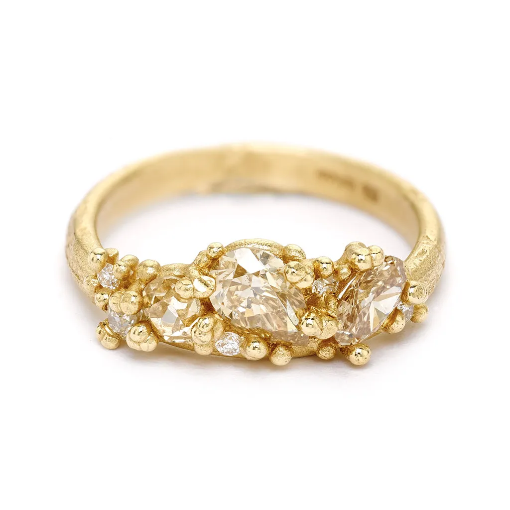 Asymmetric Champagne Diamond Ring