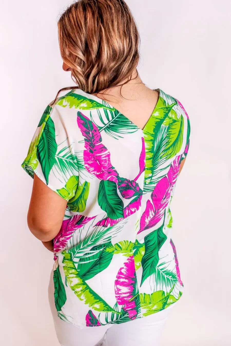 Brynlee Tropical V-Neck Top