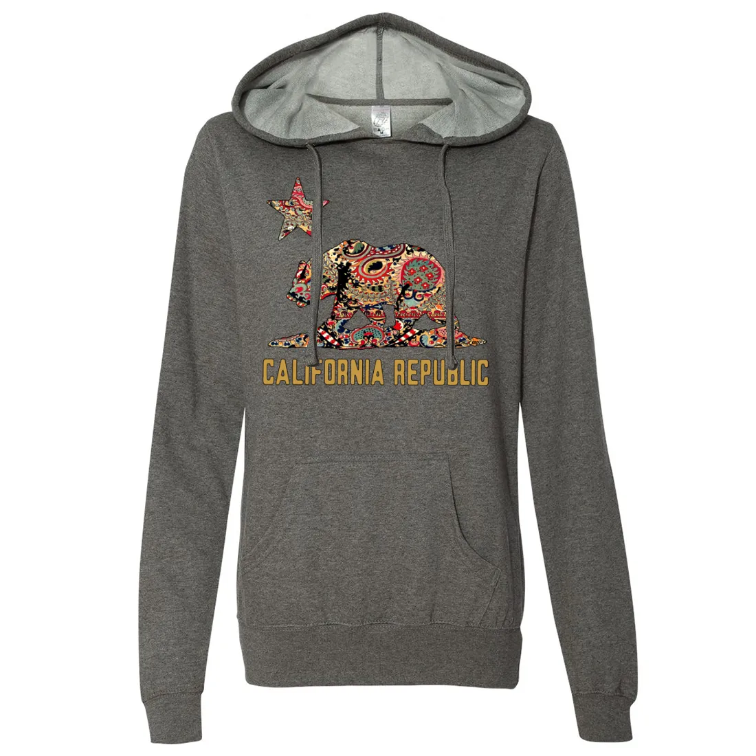 California Republic Paisley Bear Ladies Lightweight Fitted Hoodie