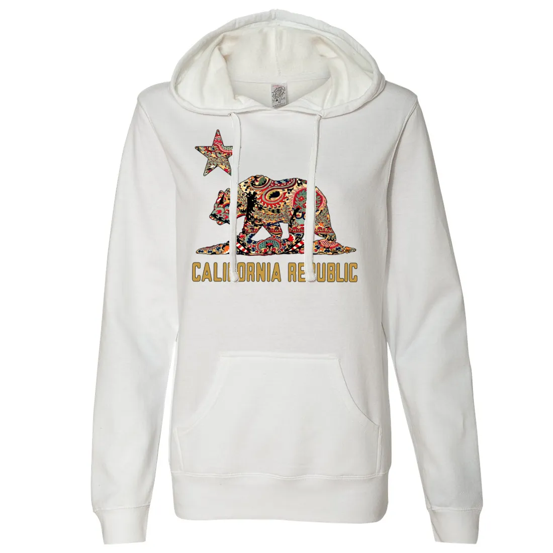 California Republic Paisley Bear Ladies Lightweight Fitted Hoodie