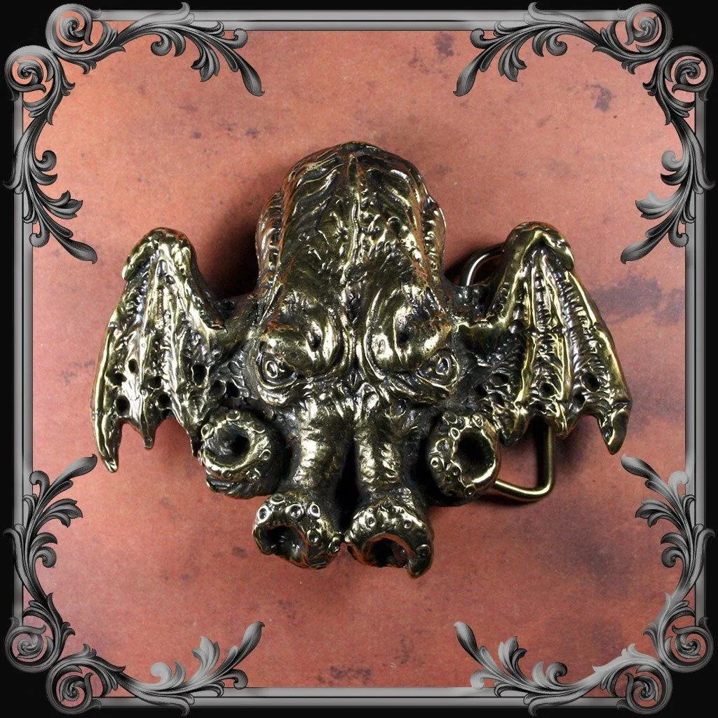 Cthulhu Belt Buckle - Antique Brass Finish