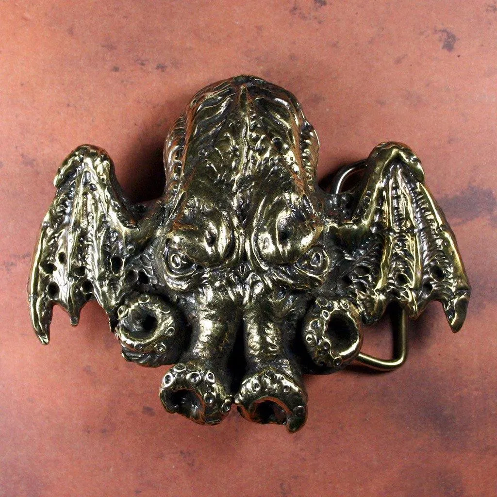 Cthulhu Belt Buckle - Antique Brass Finish