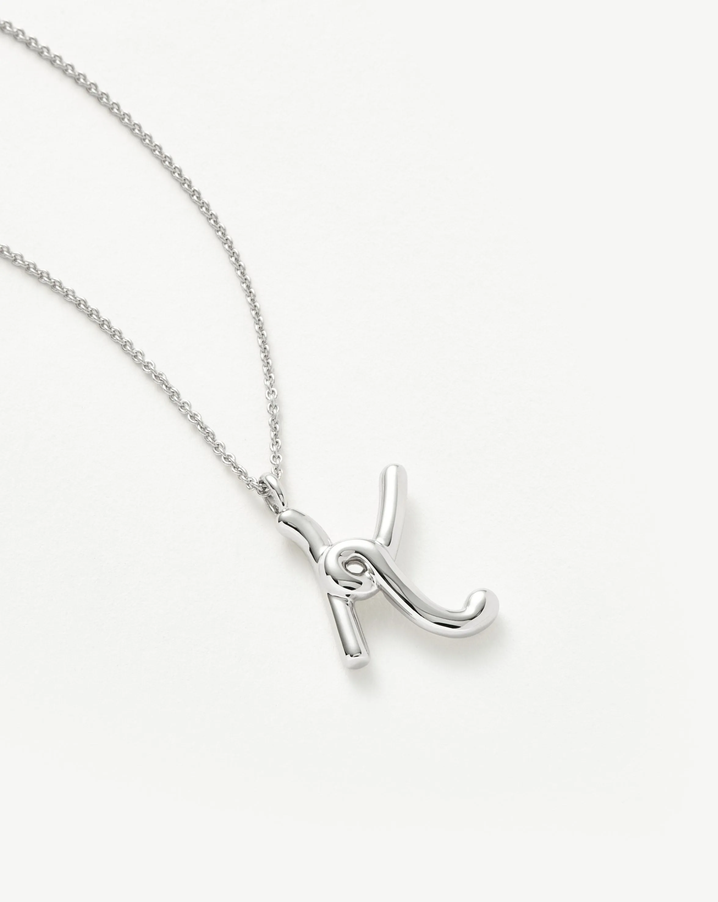 Curly Molten Initial Pendant Necklace - Initial K | Sterling Silver