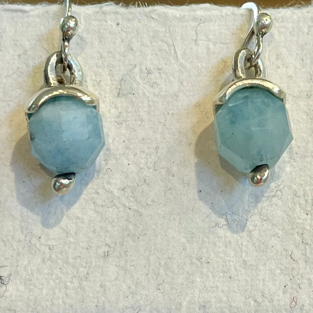 Faceted aquamarine drop earrings