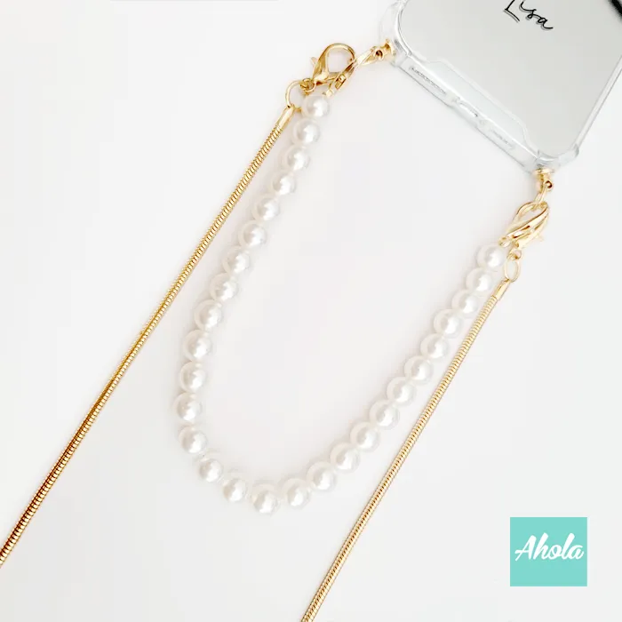 Gold Crossbody Chain   Short Faux Pearl Strap 金色斜背鏈 人造珍珠掛繩