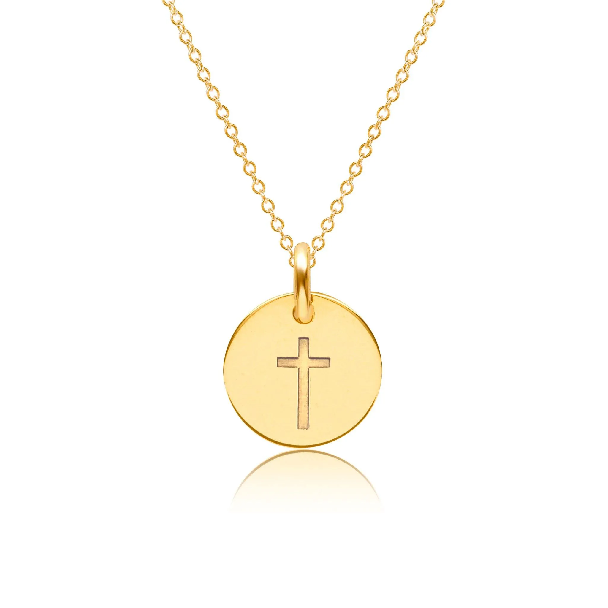 Gold Engravable Cross Necklace