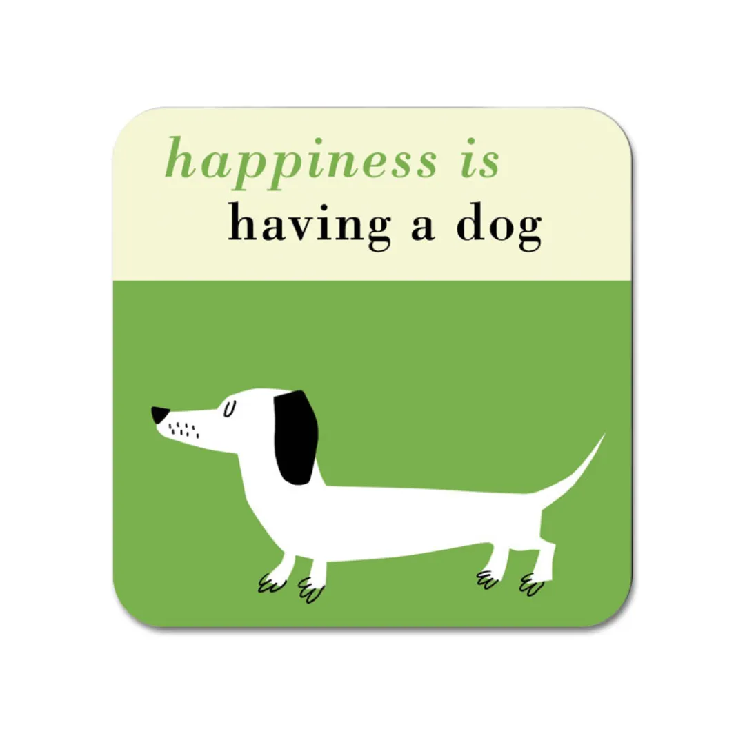 Happiness Dog Person Coaster - Green