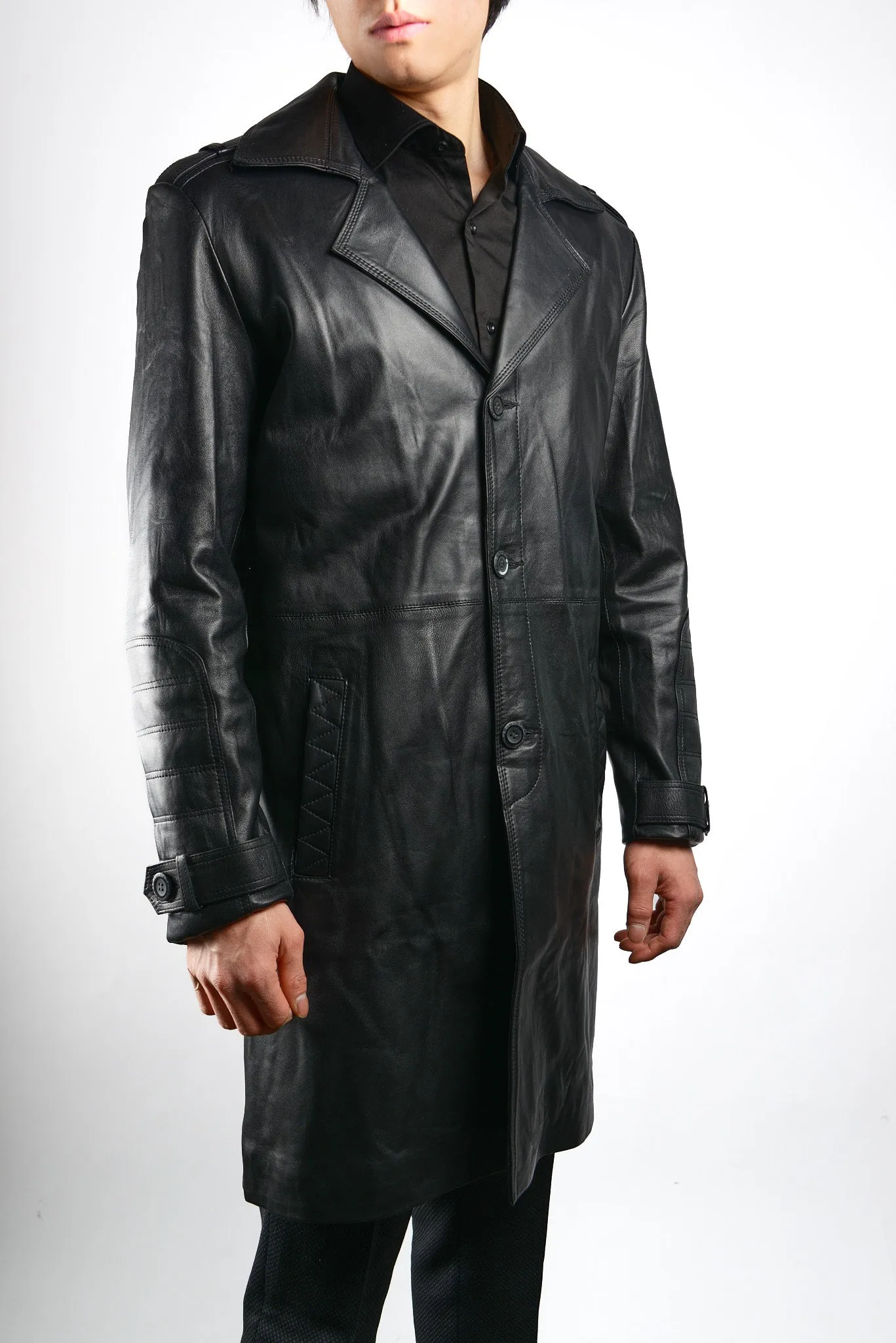 Holloway 3/4 Leather Trench Coat