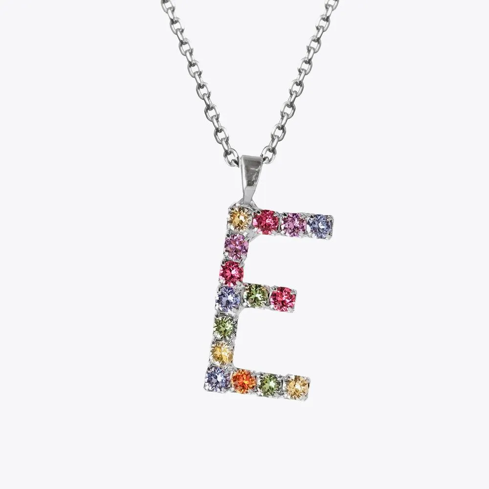 Letter Necklace E / Rainbow Combo