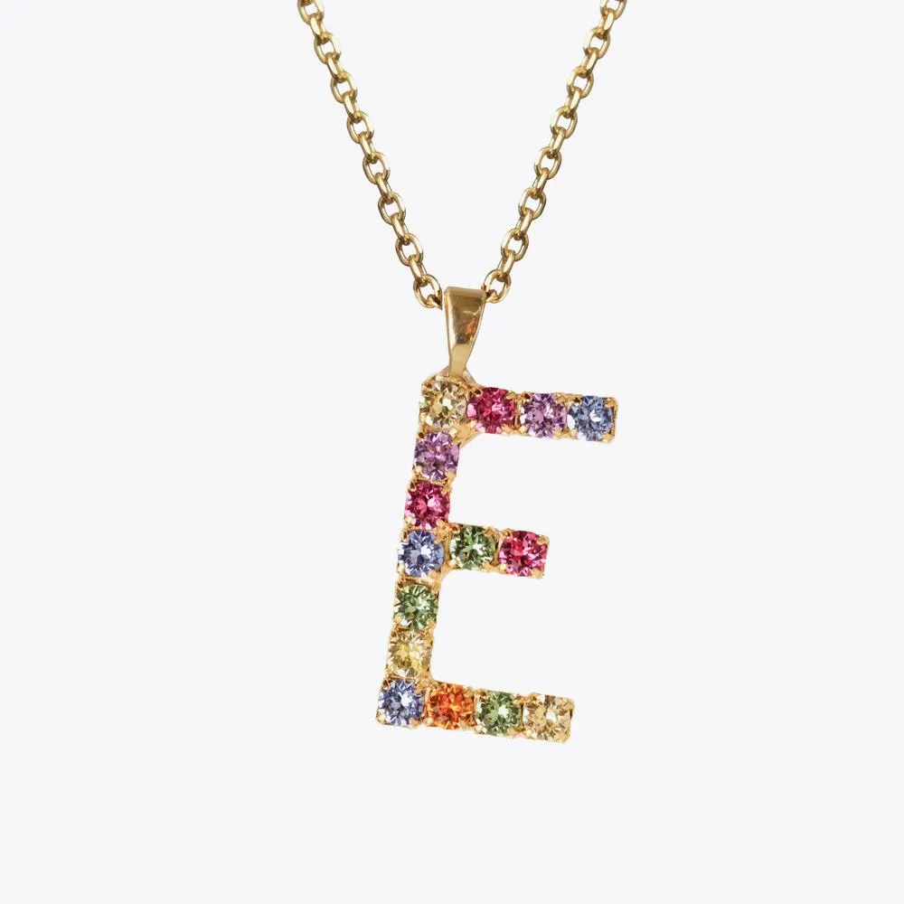 Letter Necklace E / Rainbow Combo