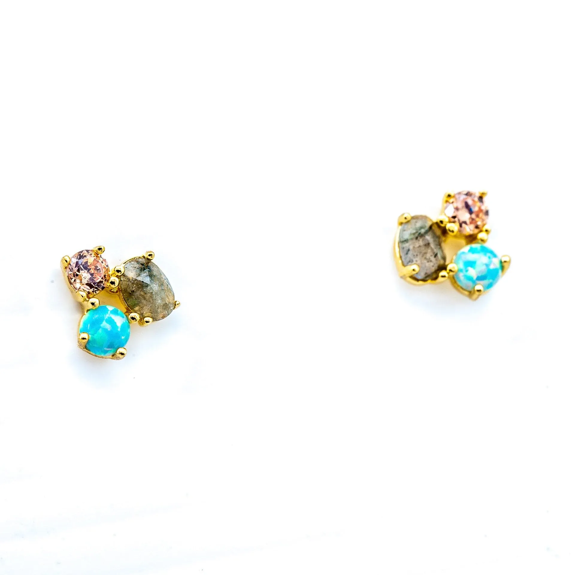 Opal & Labradorite Cluster Stud