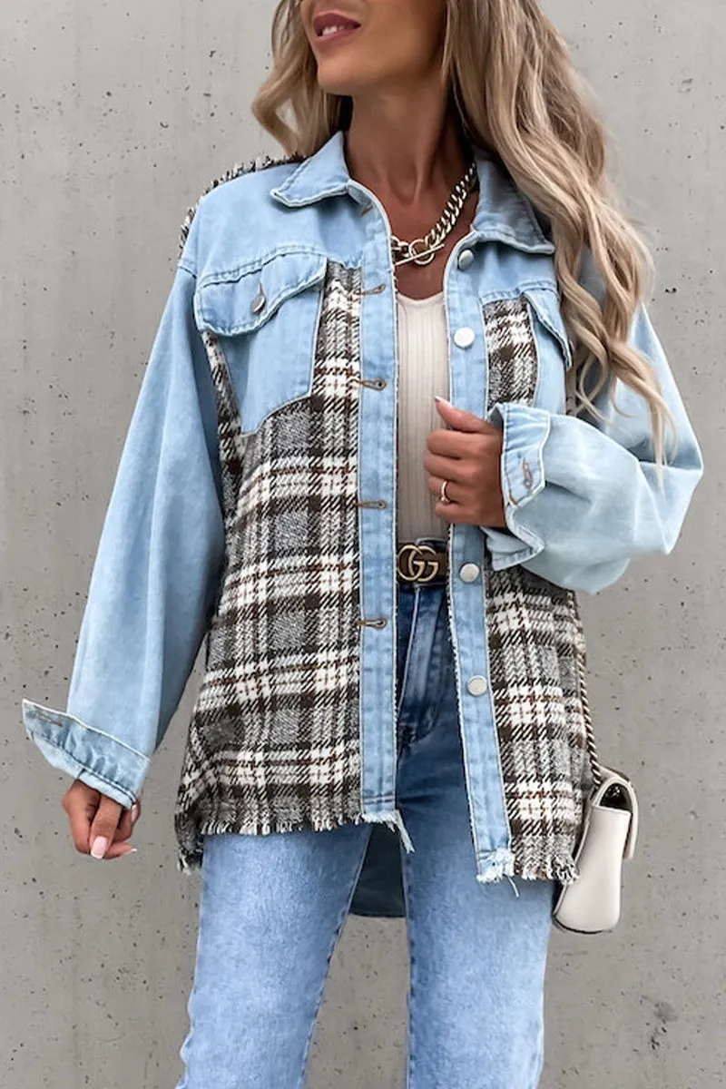 Patchwork Plaid Denim Jacket