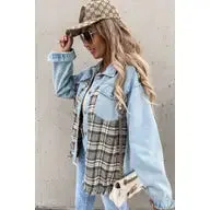 Patchwork Plaid Denim Jacket