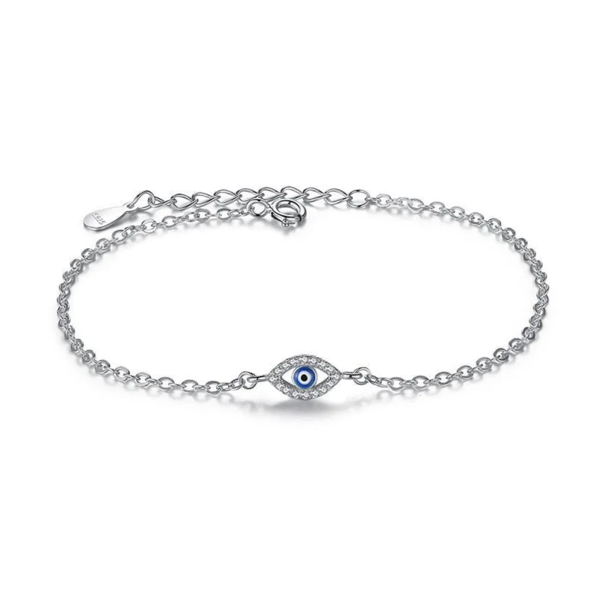 Sterling Silver Evil Eye CZ Bracelet