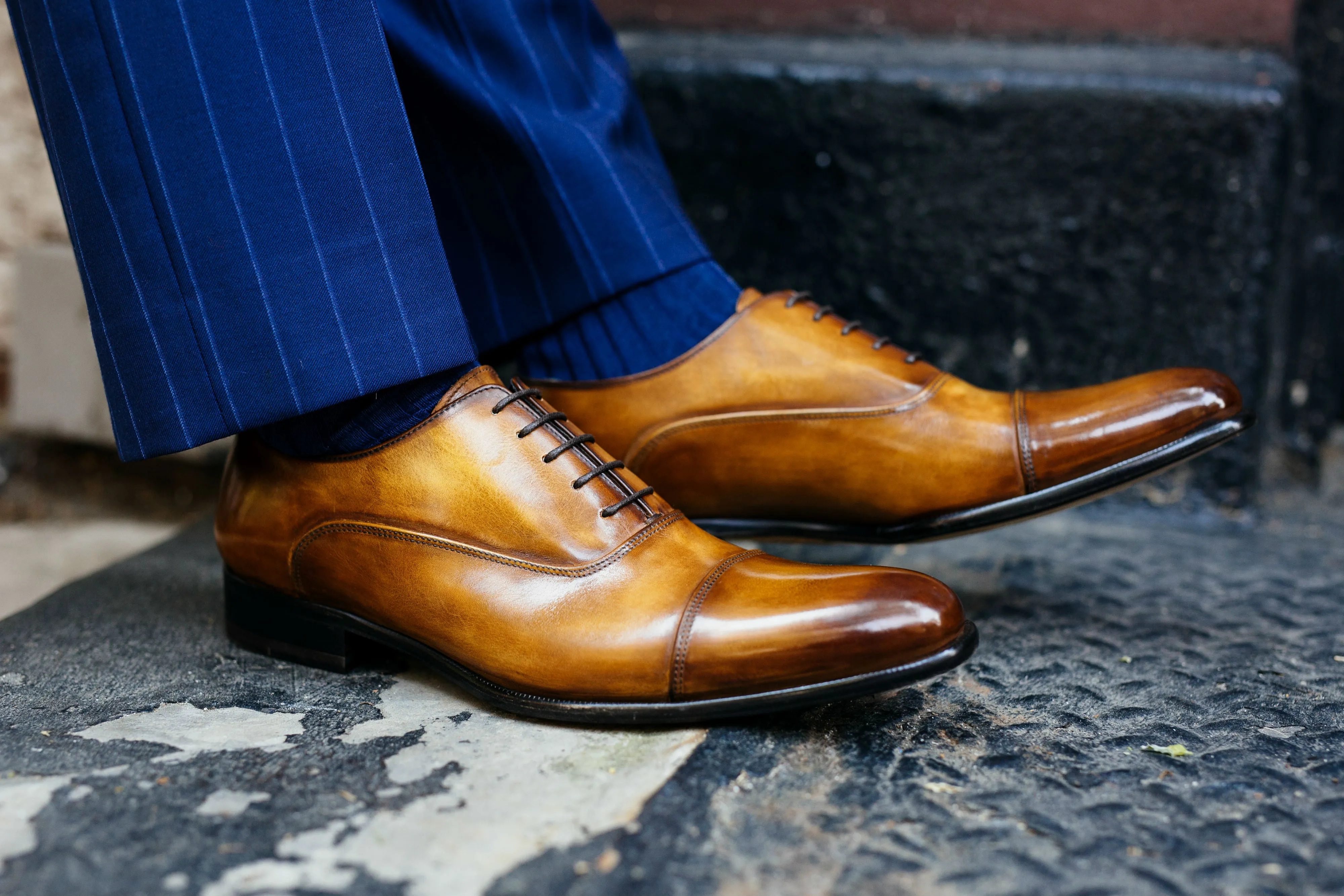 The Cagney II Stitched Cap-Toe Oxford - Tobacco