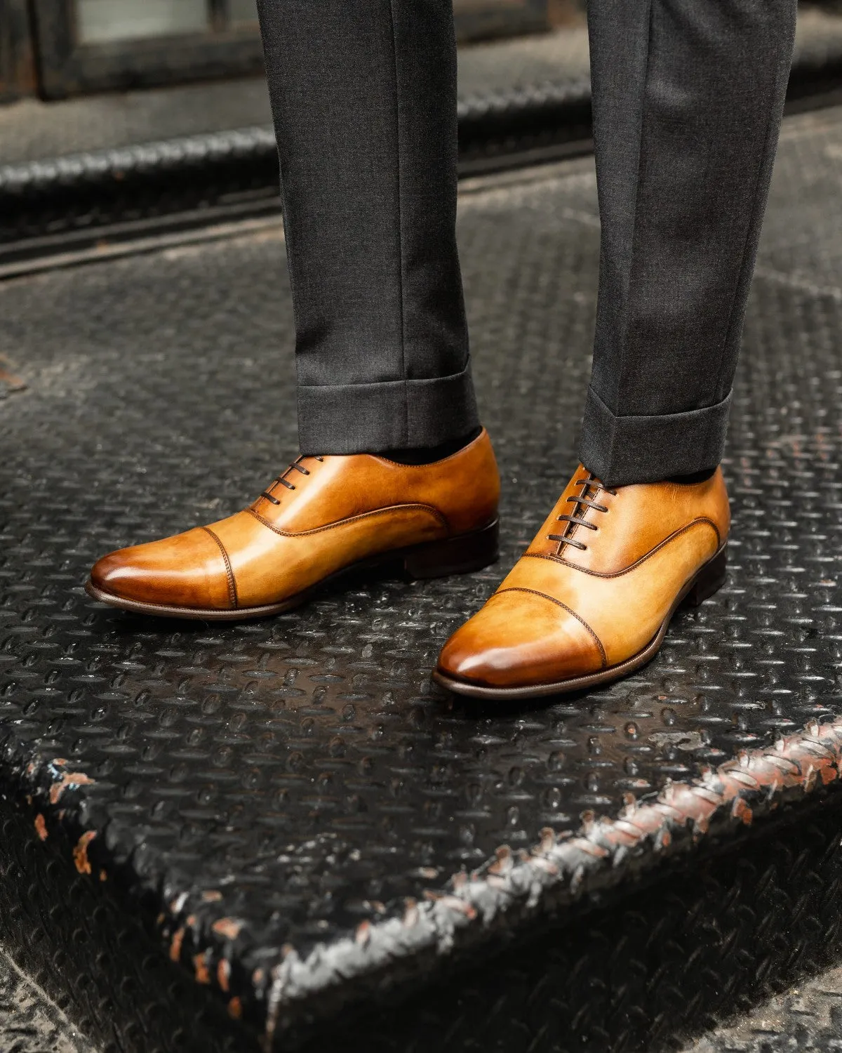 The Cagney II Stitched Cap-Toe Oxford - Tobacco