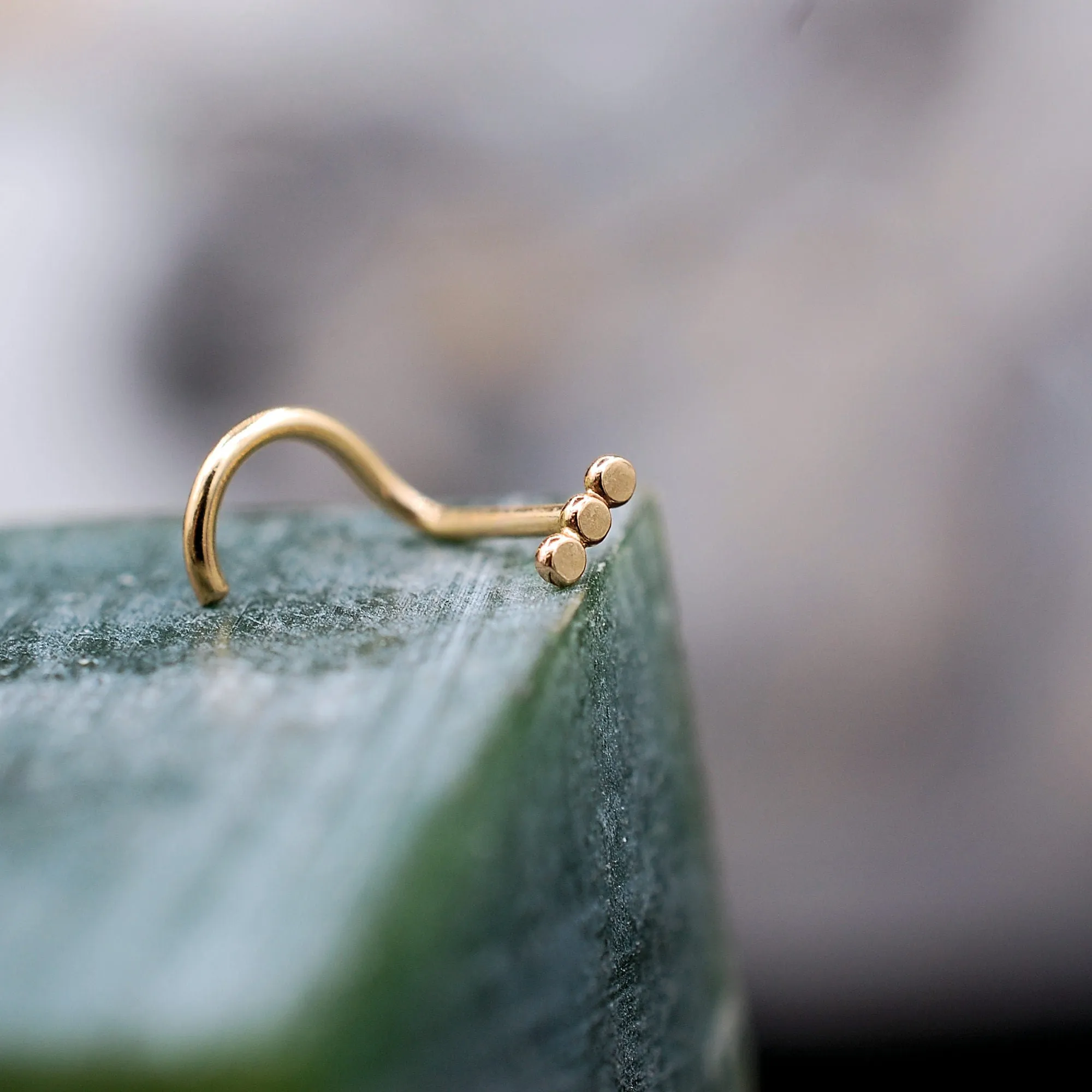 Three Dot Minimal Nose Stud in 14 Karat Solid Gold