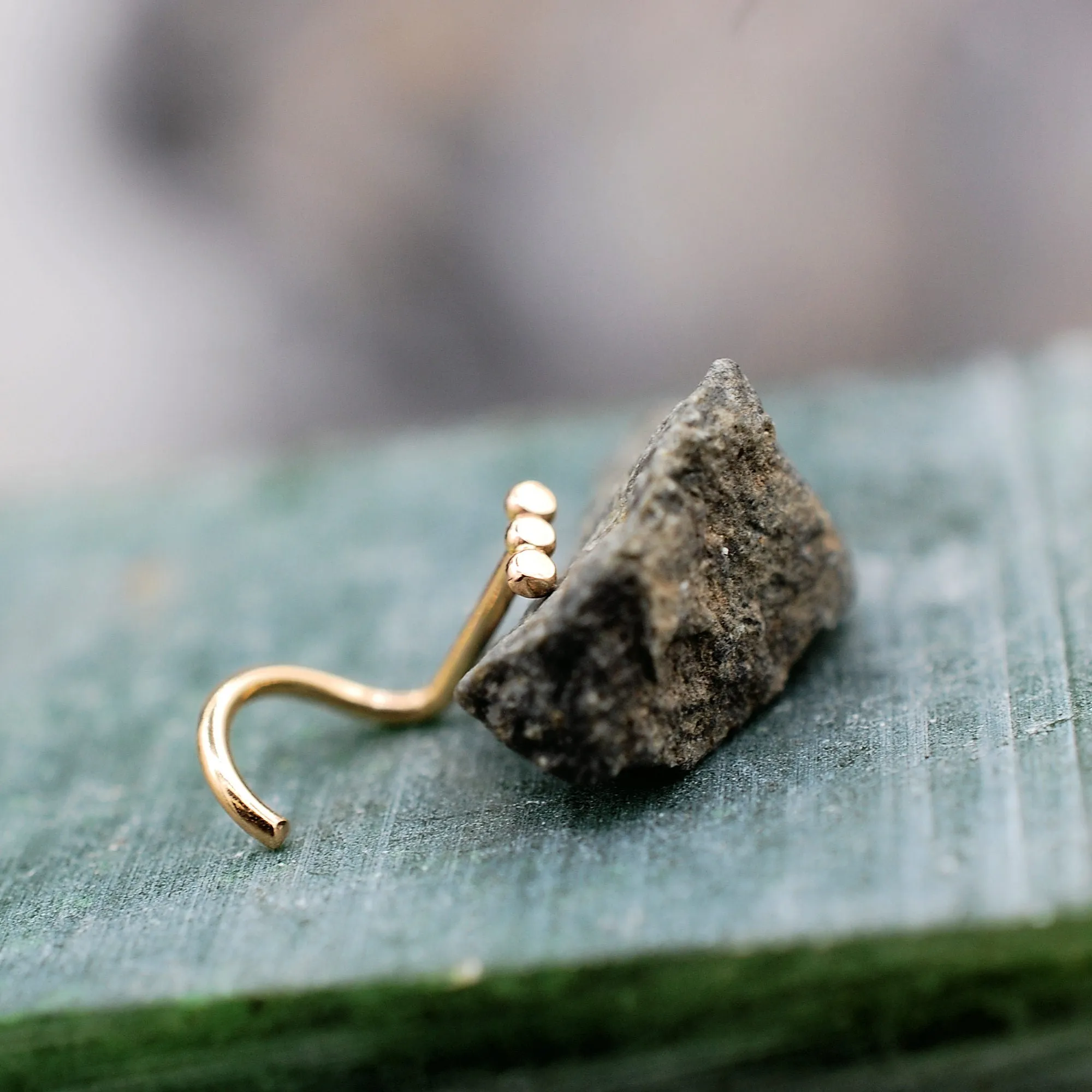 Three Dot Minimal Nose Stud in 14 Karat Solid Gold