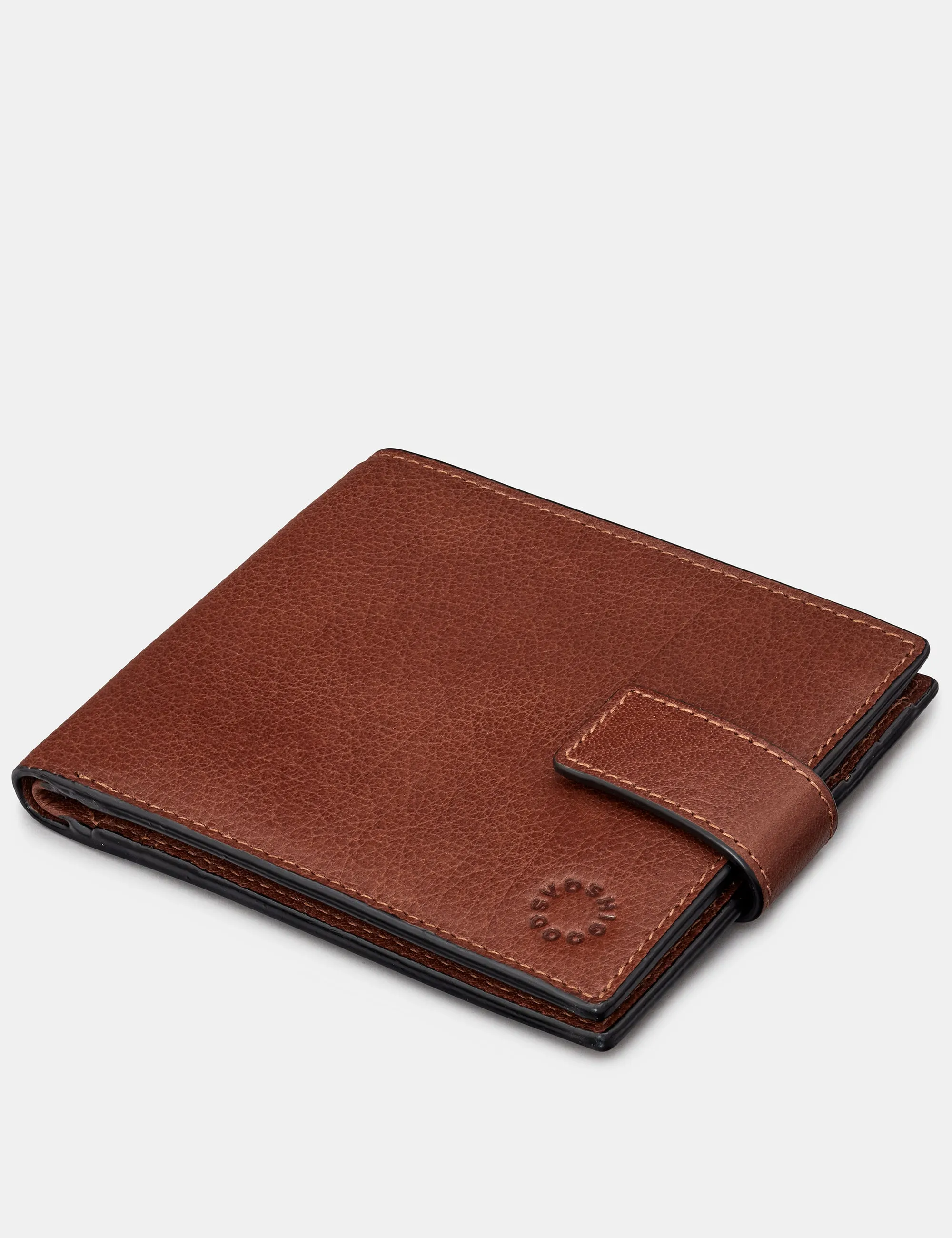 Two Fold Brown Leather Wallet With Tab