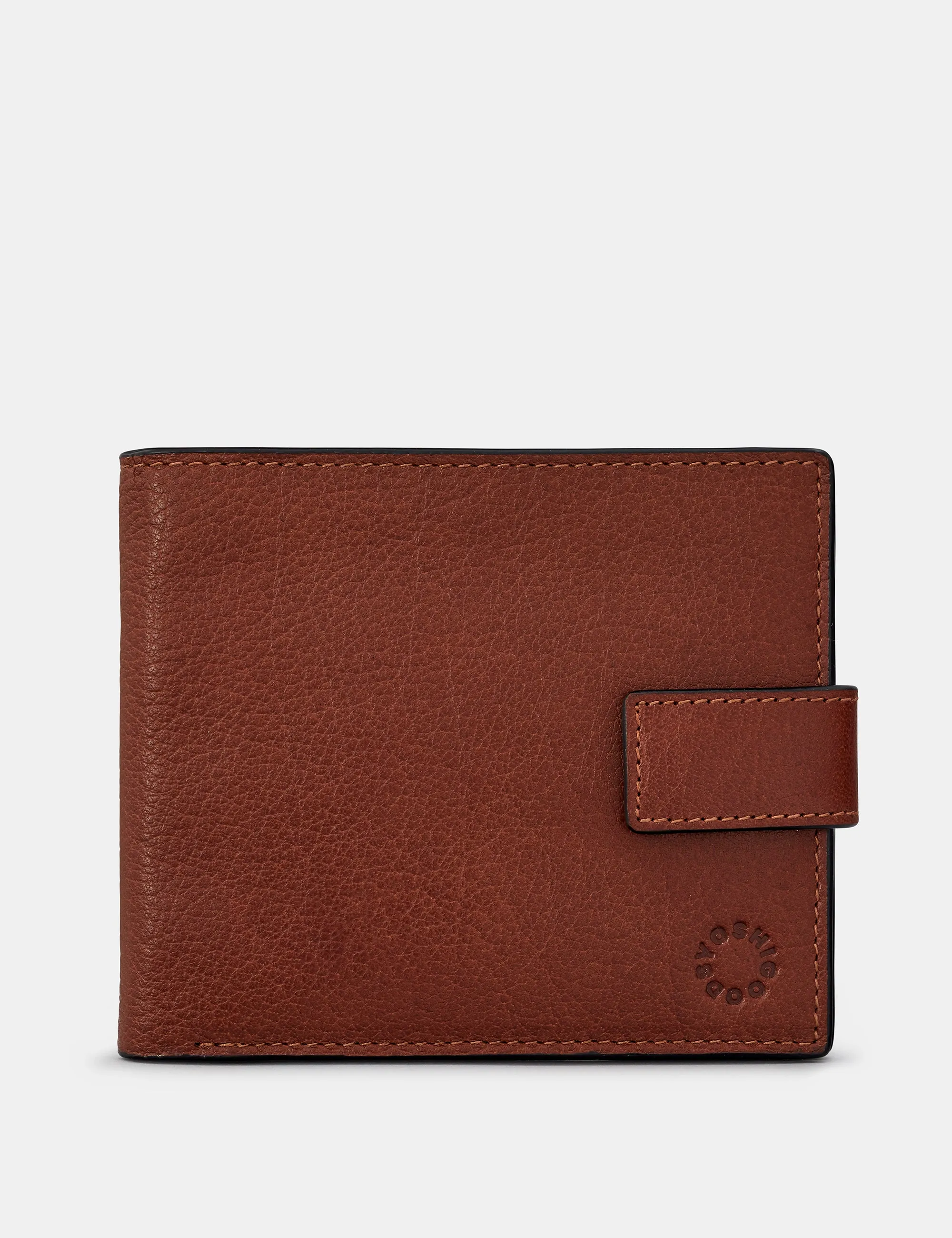 Two Fold Brown Leather Wallet With Tab