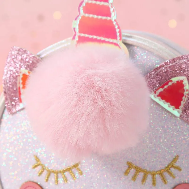 Unicorn Shape Pompon Decor Crossbody Bags