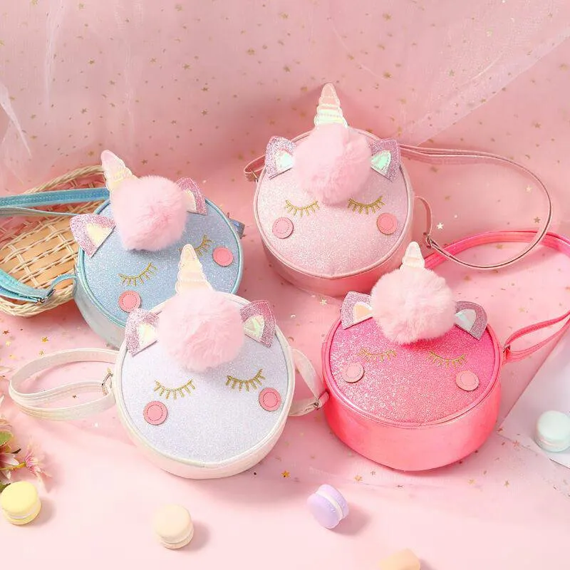 Unicorn Shape Pompon Decor Crossbody Bags