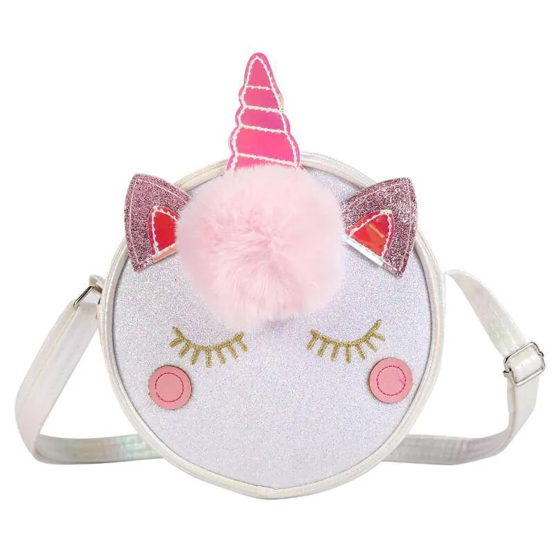 Unicorn Shape Pompon Decor Crossbody Bags