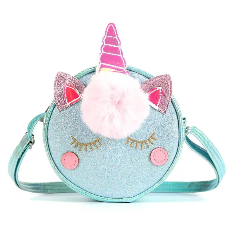 Unicorn Shape Pompon Decor Crossbody Bags