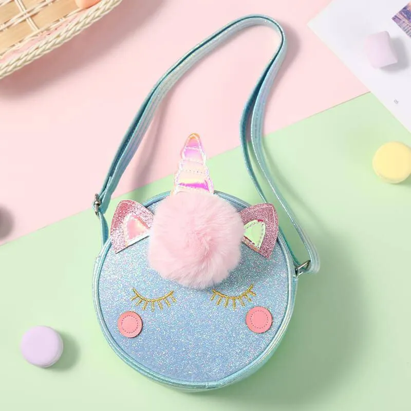 Unicorn Shape Pompon Decor Crossbody Bags