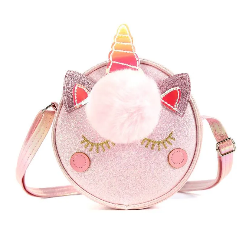 Unicorn Shape Pompon Decor Crossbody Bags