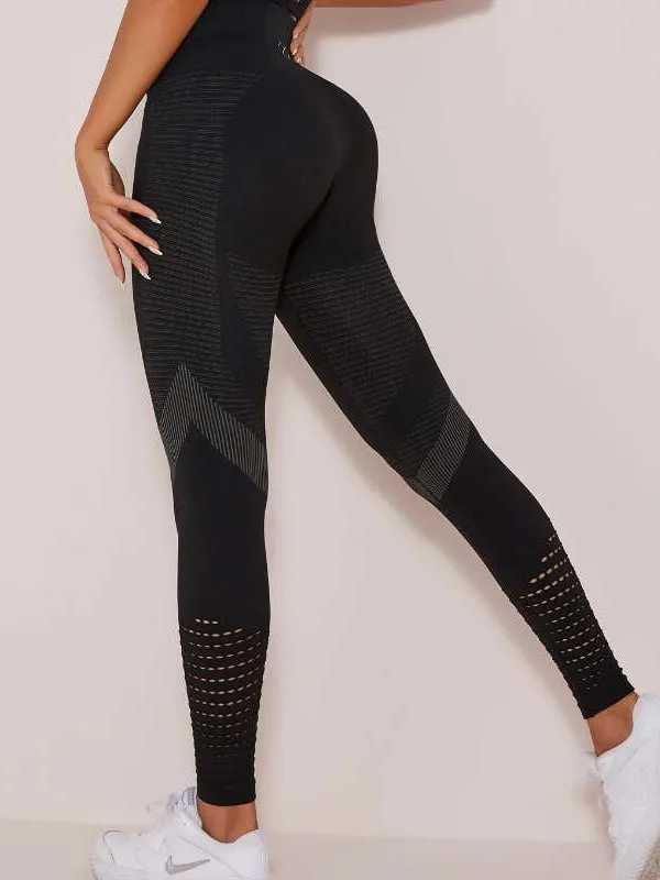 ZASUWA Female Breathable Mesh High Waist Hollow Out High Impact Sportswear