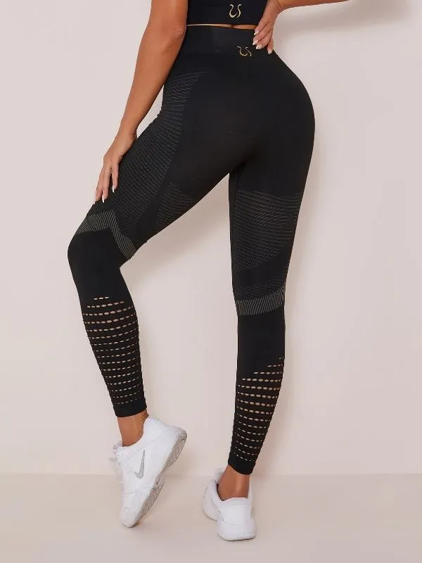 ZASUWA Female Breathable Mesh High Waist Hollow Out High Impact Sportswear